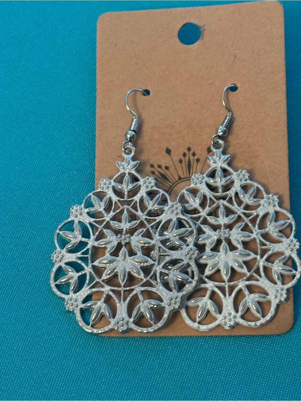 Silver Tone Filigree Floral Drop Earrings - Women's Jewelry